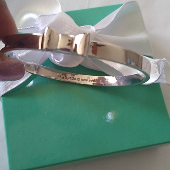 Kate Spade New York Take A Bow Bangle Bracelet, Silver, 2.5" - Picture 3 of 10